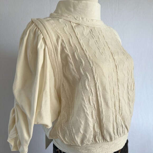 Free People Cream Cable Knit & Jersey Blouse – Cozy & Romantic 🤍 - Picture 8 of 10